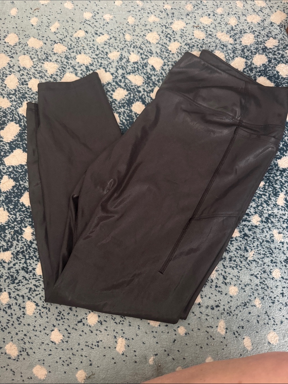 PINK Victoria's Secret Black Faux-Leather Leggings